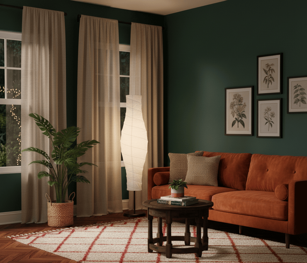 Abat jour lampe sur pied utilisé dans un salon moderne pour une ambiance chaleureuse