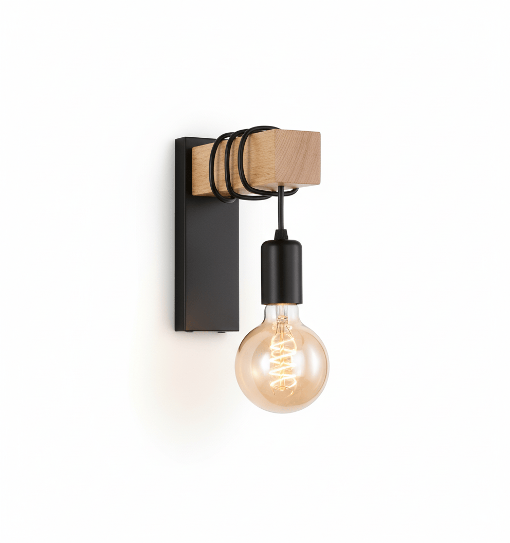 Applique murale bois design LUMINORIA avec ampoule, lampe murale décorative pour intérieur