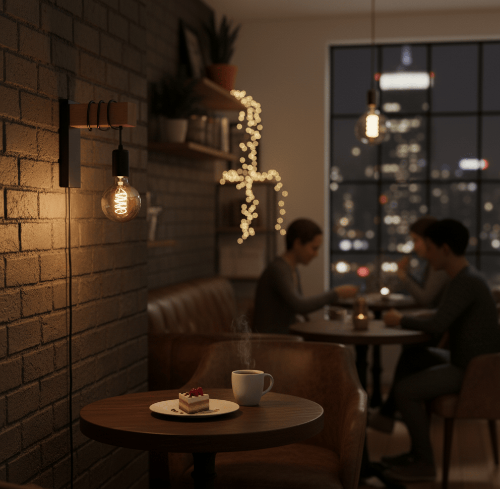 Applique murale bois dans une salle à manger moderne, éclairage mural élégant
