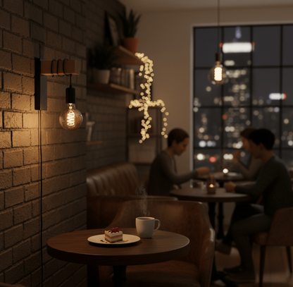 Applique murale bois dans une salle à manger moderne, éclairage mural élégant