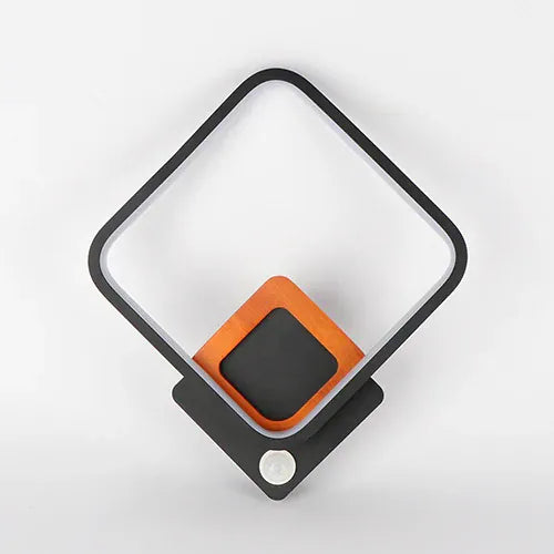 Applique murale cuisine LED cadre noir et orange, lampe murale design moderne