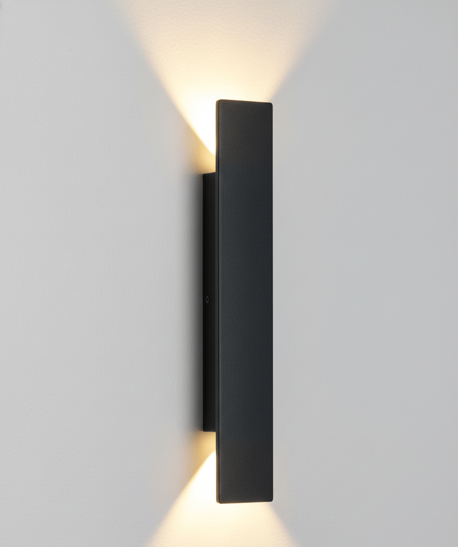 Applique murale design LED noire, éclairage mural moderne avec lumière haut et bas