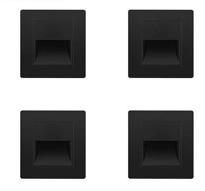 Lot de 4 appliques murales escalier LED noires pour éclairage mural