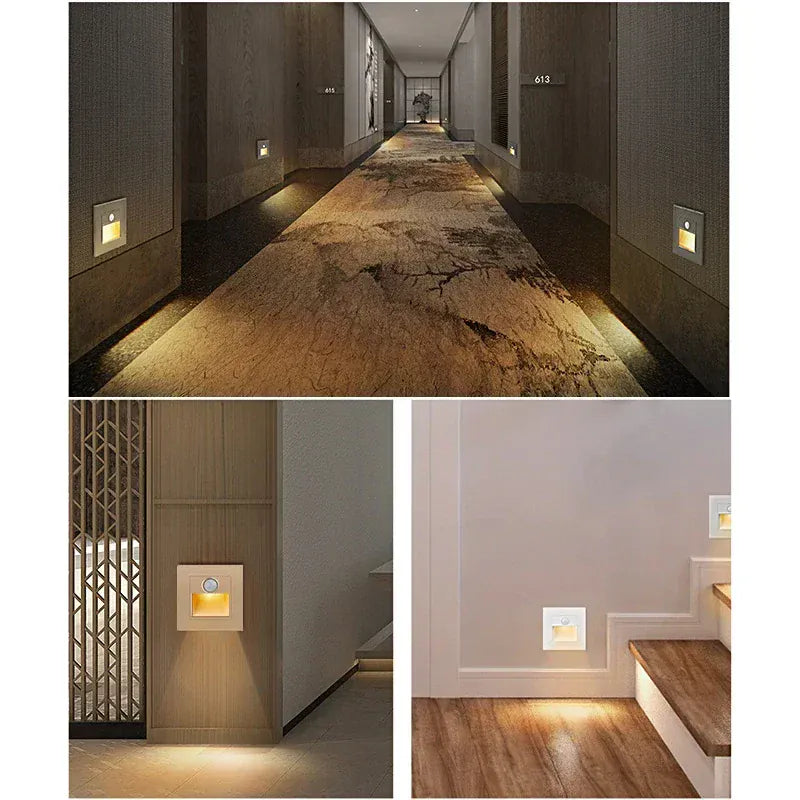 Applique murale escalier LED installée dans un intérieur moderne