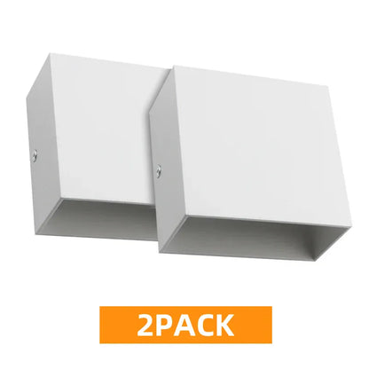 Lot de deux appliques murales LED cubiques blanc, éclairage mural moderne intérieur
