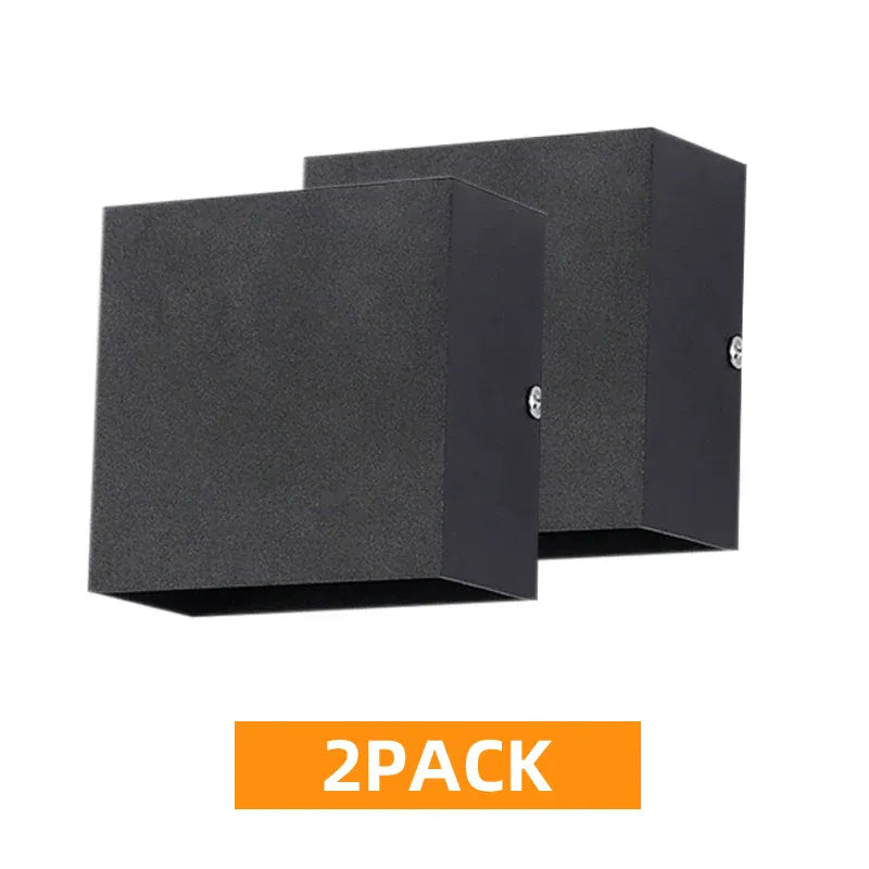 Lot de deux appliques murales LED cubiques noires, éclairage mural moderne intérieur
