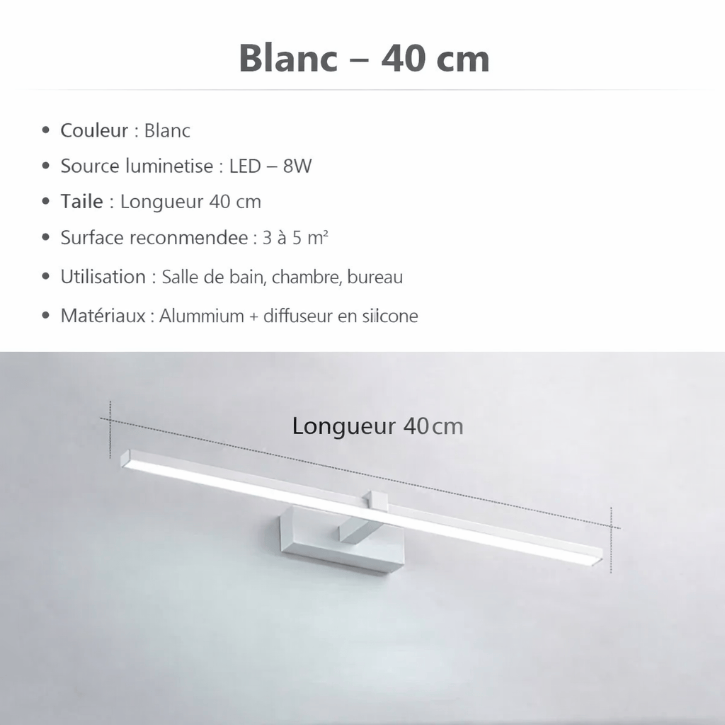 Applique murale LED salle de bain 40 cm