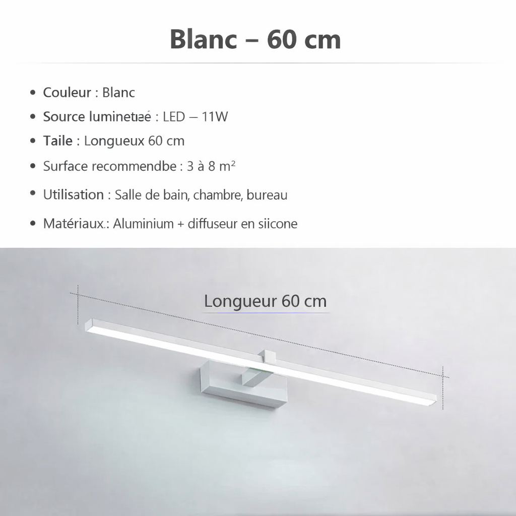 Applique murale LED salle de bain 60 cm