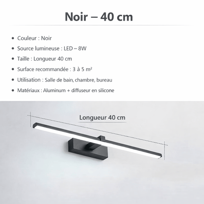 Comparatif tailles applique murale LED salle de bain