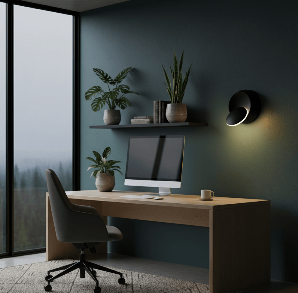 Applique murale sans fil dans un salon moderne, éclairage LED d’ambiance élégant