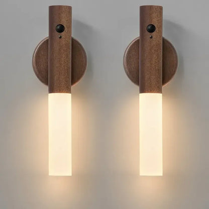 applique tete de lit en bois frene clair, luminaire mural led minimaliste pour chambre moderne