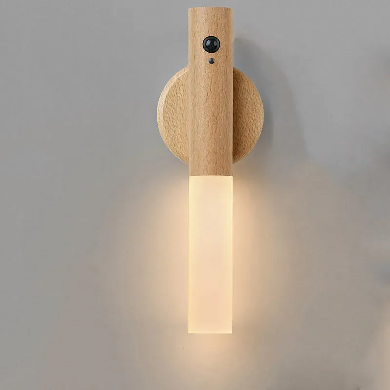 applique tete de lit en bois noyer walnut, lampe murale led design pour chambre elegante