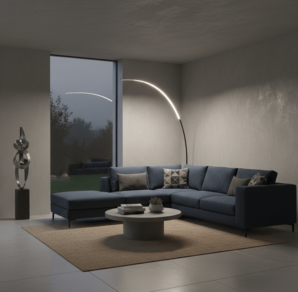 Lampadaire sur pied salon au design épuré, idéal pour une ambiance moderne et élégante