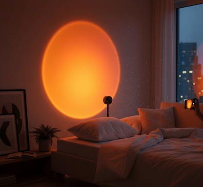 Lampe de chevet LED avec projection lumineuse pour ambiance salon moderne