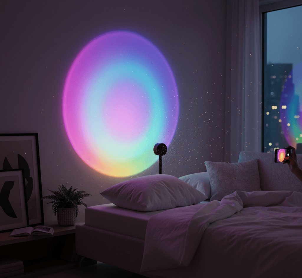 Lampe de chevet LED multicolore avec plusieurs modes de lumière pour ambiance chambre