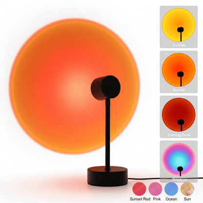 Lampe de chevet LED projection sunset multicolore avec télécommande, lumière d’ambiance pour chambre et salon