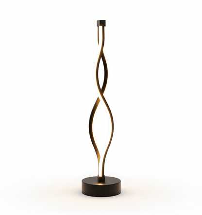 Lampe de bureau design LED torsadée en forme de vague, éclairage moderne décoratif pour salon ou bureau.