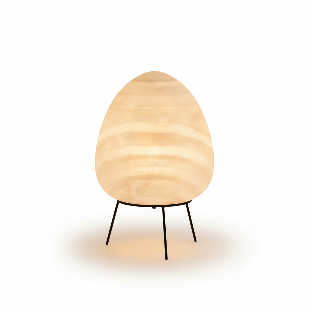 Lampe de bureau vintage en papier style japonais, éclairage décoratif chaleureux pour intérieur.