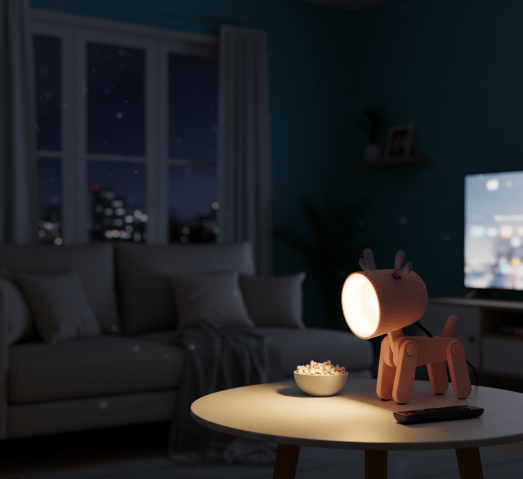Lampe enfant LED cerf rose, éclairage doux et rassurant pour chambre bébé