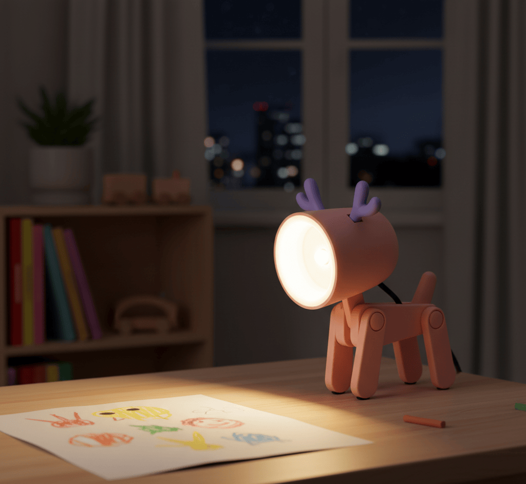 Lampe enfant LED rose en forme de cerf, lampe décorative et veilleuse enfant
