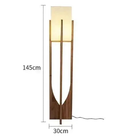 Lampe sur pied en bois design pour intérieur moderne, parfaite pour éclairage décoratif.