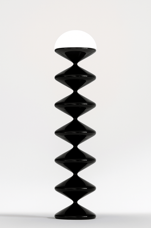 Lampe sur pied design sculpturale blanche, éclairage décoratif moderne pour salon ou chambre.