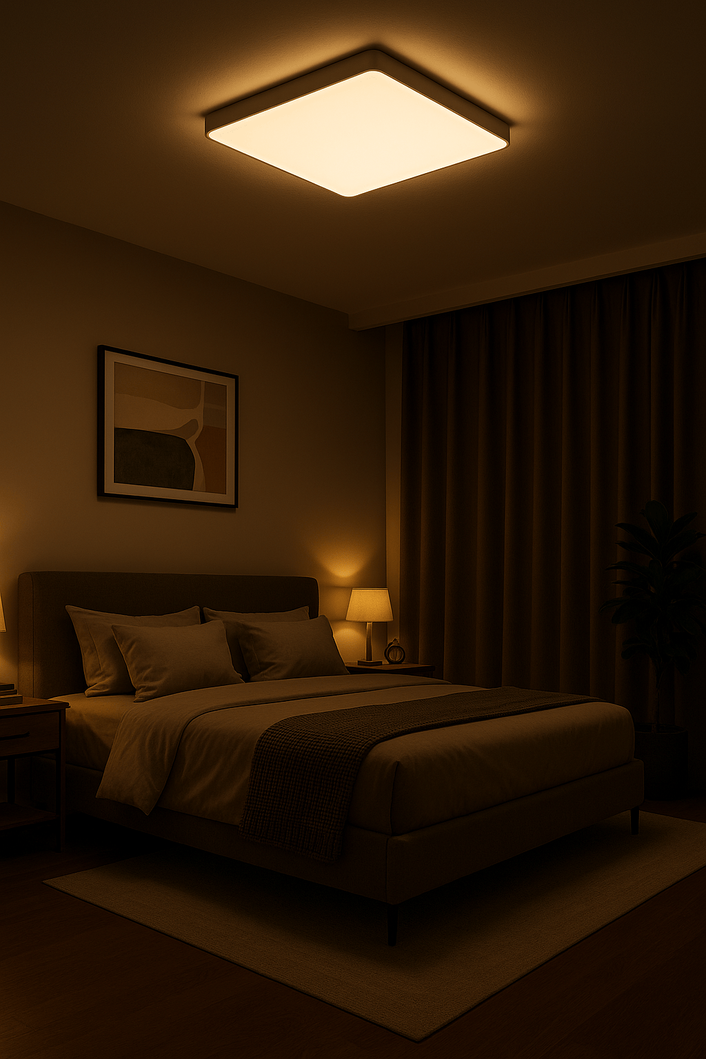 Luminaire mural moderne diffusant une lumière chaude dans une chambre élégante