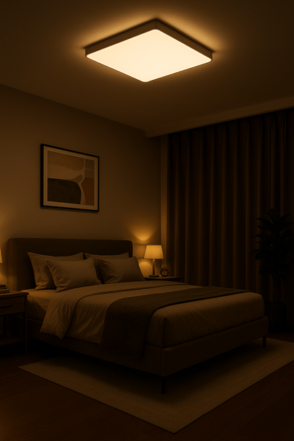 Luminaire mural moderne diffusant une lumière chaude dans une chambre élégante