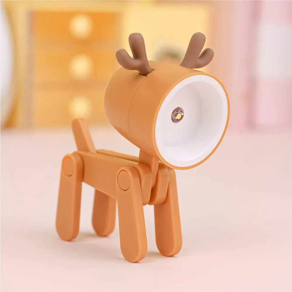 Lampe enfant LED chien orange avec éclairage doux, idéale comme veilleuse de nuit
