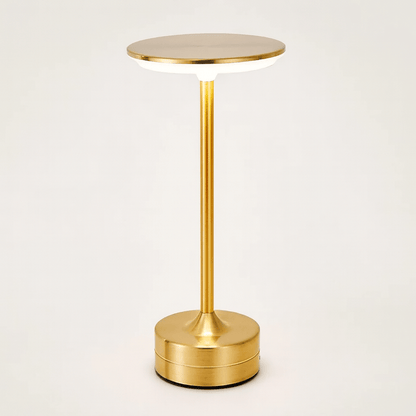 Lampe de bureau LED or moderne, style épuré idéal pour bureau ou salon.