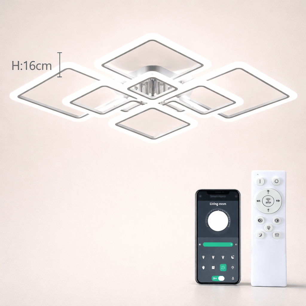 Luminaire salon LED carré avec télécommande et réglage de température 