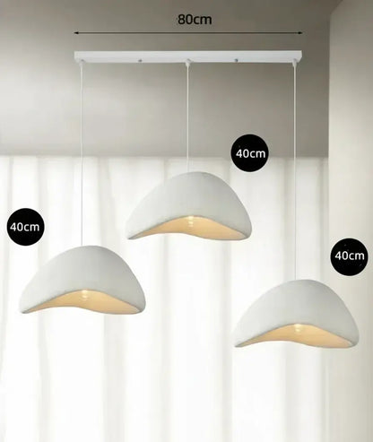 Dimensions de la suspension cuisine trois dômes de 40 cm, support de 80 cm.