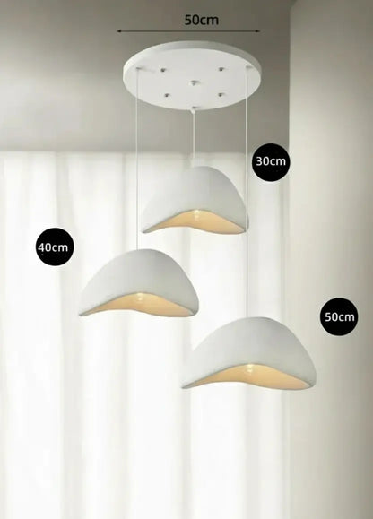 Schéma des dimensions du luminaire cuisine avec dômes de 30 et 40 cm, base 50 cm.