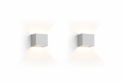 Applique murale LED cubique blanche avec éclairage haut et bas, design mural moderne
