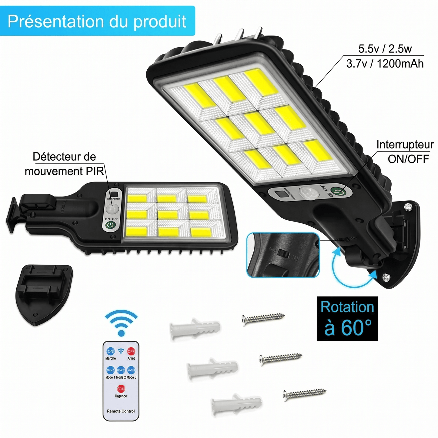 Lampe extérieur solaire détecteur de mouvement