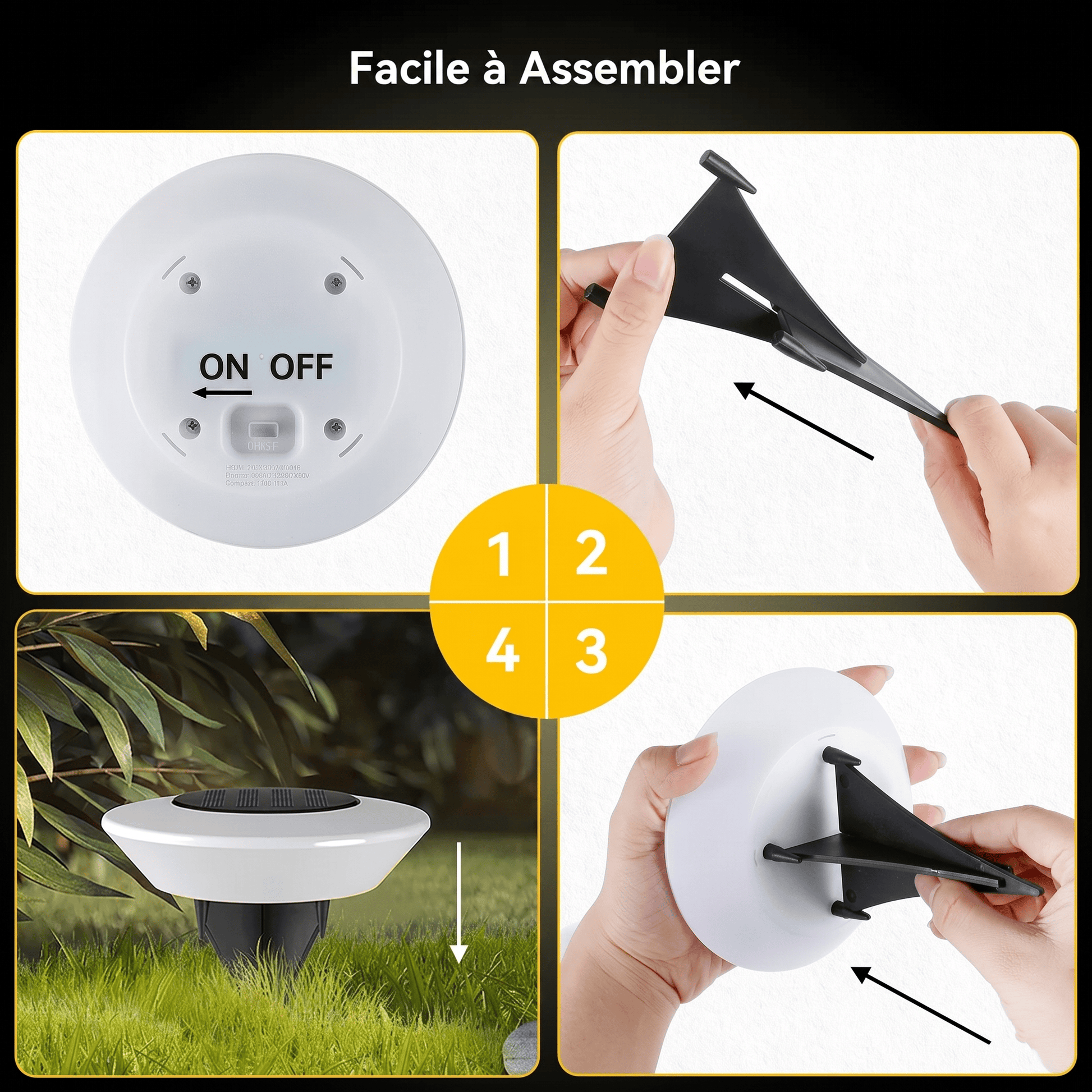 Montage facile de la lampe solaire extérieur sur pied en quatre étapes