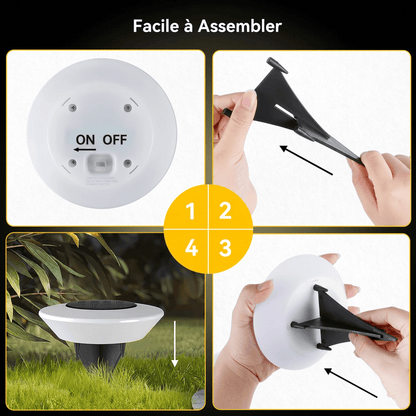 Montage facile de la lampe solaire extérieur sur pied en quatre étapes