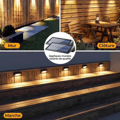 Lampe solaire murale extérieur LED installée sur mur ou clôture