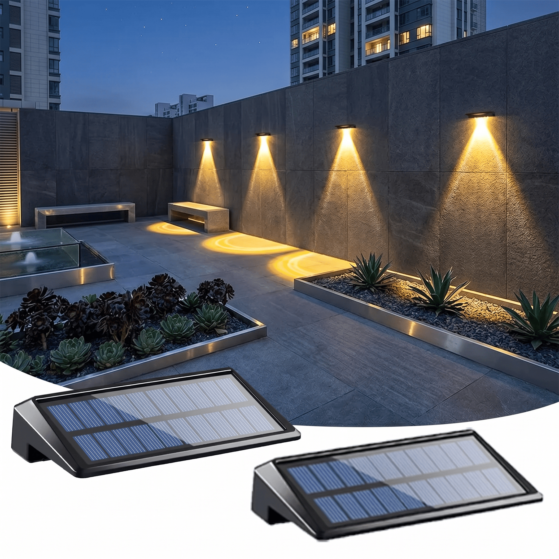 Ensemble de lampes solaires murales extérieur avec panneau solaire