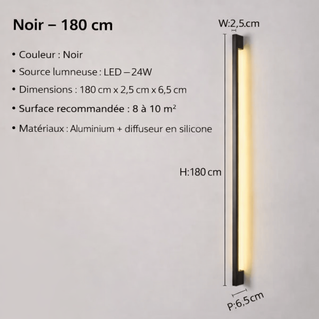 Dimensions applique murale salon LED – petit modèle